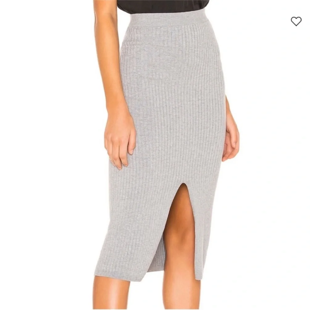 Free People Women’s Skyline Ribbed Knit Pull On Midi Skirt Gray Size Small